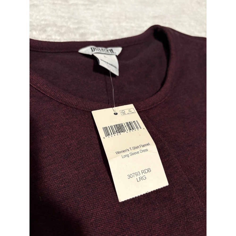 Duluth Trading T-shirt Flannel Dress Womens Large Burgundy Long Sleeve Knit Soft - Picture 4 of 10